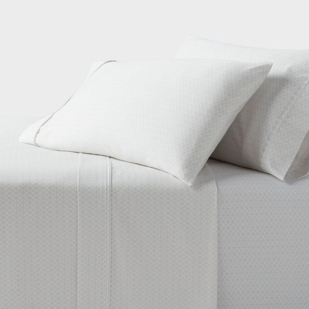 King 400 Thread Count Performance Sheet Set Light Gray Geo - Threshold